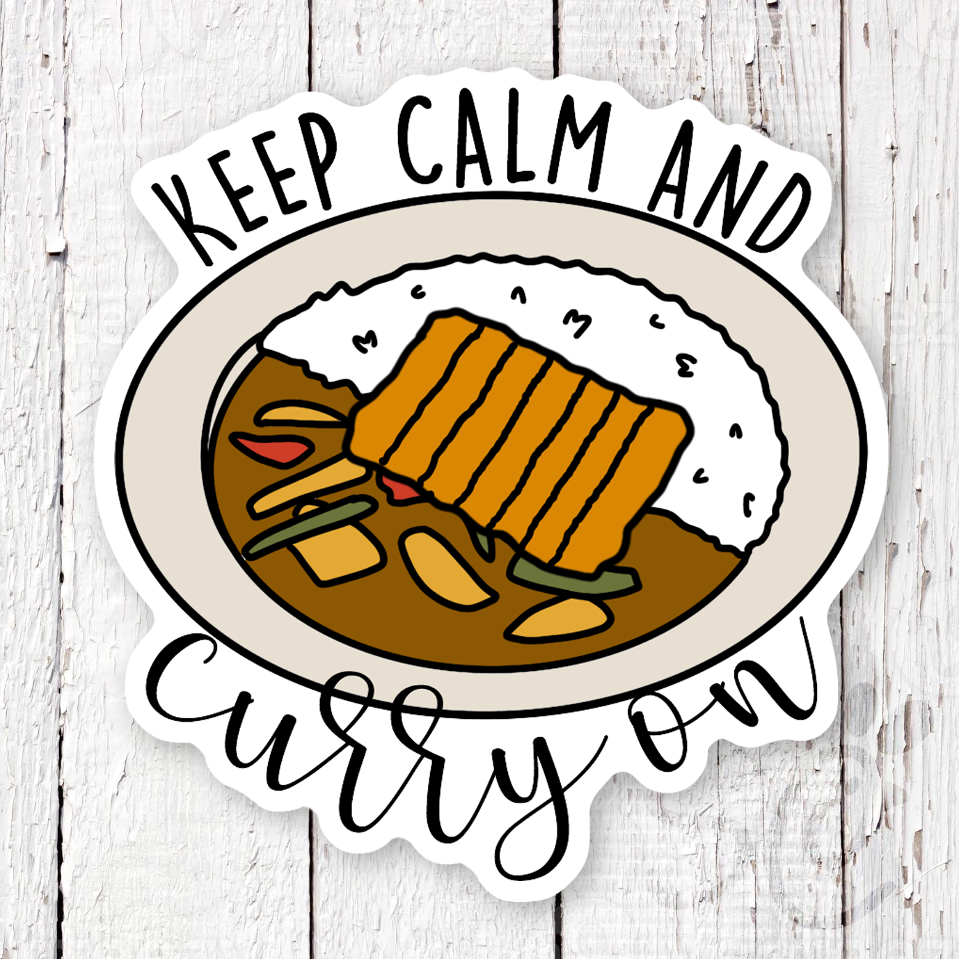 Keep Calm and Curry On Waterproof Sticker