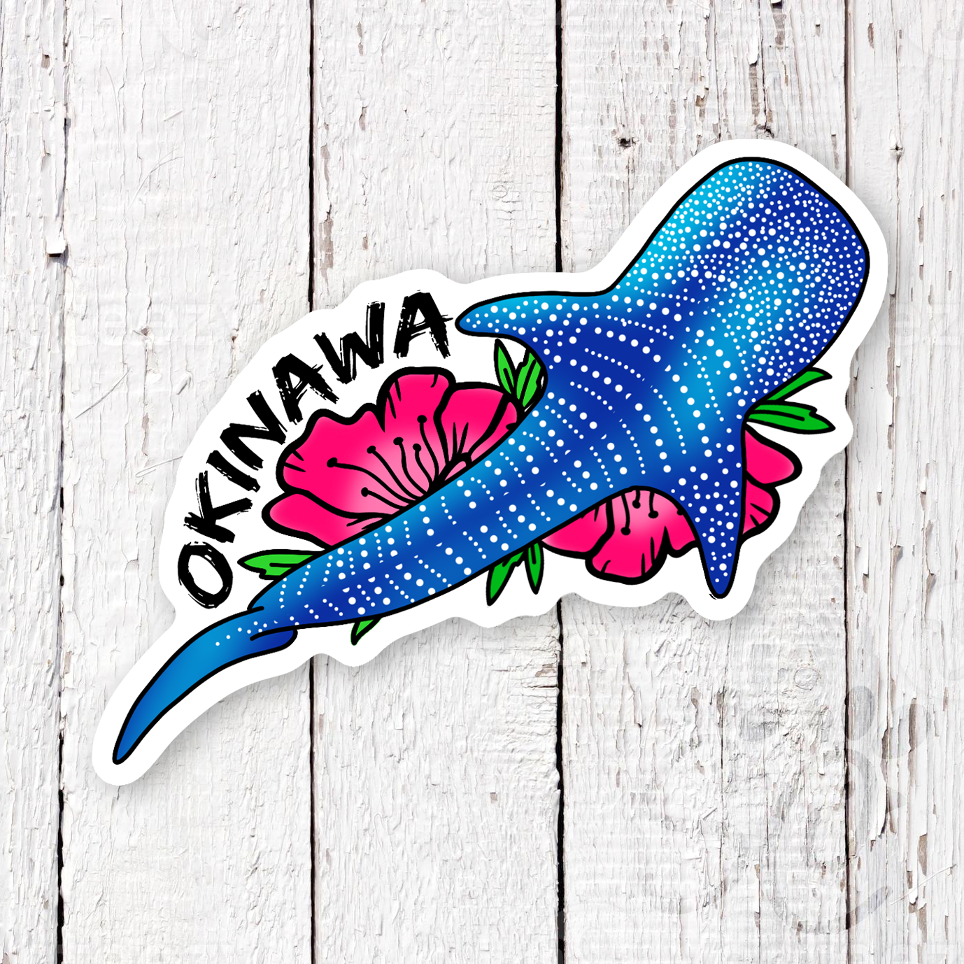 Okinawa Whale Shark Waterproof Sticker