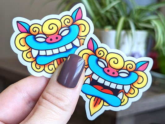 Okinawa Shisa Pair Waterproof Stickers